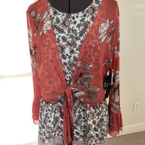 Max Studio Top Bundled with Mesh Tie Jacket
